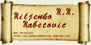 Miljenko Mabetović vizit kartica